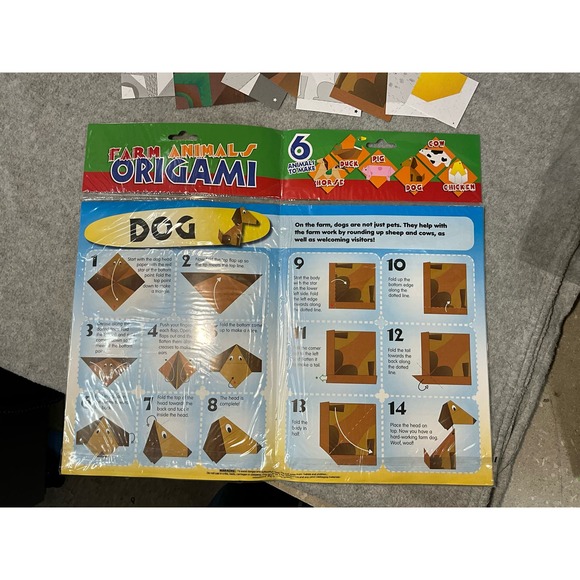 NEW IN PACKAGE Farm Animal Origami 6 Animals Background Practice Pages How Too - Picture 7 of 9